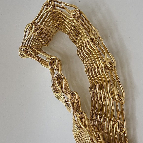 Vintage Wide1.25" Gold Tone & White Enamel Women's Belt - Picture 13 of 16